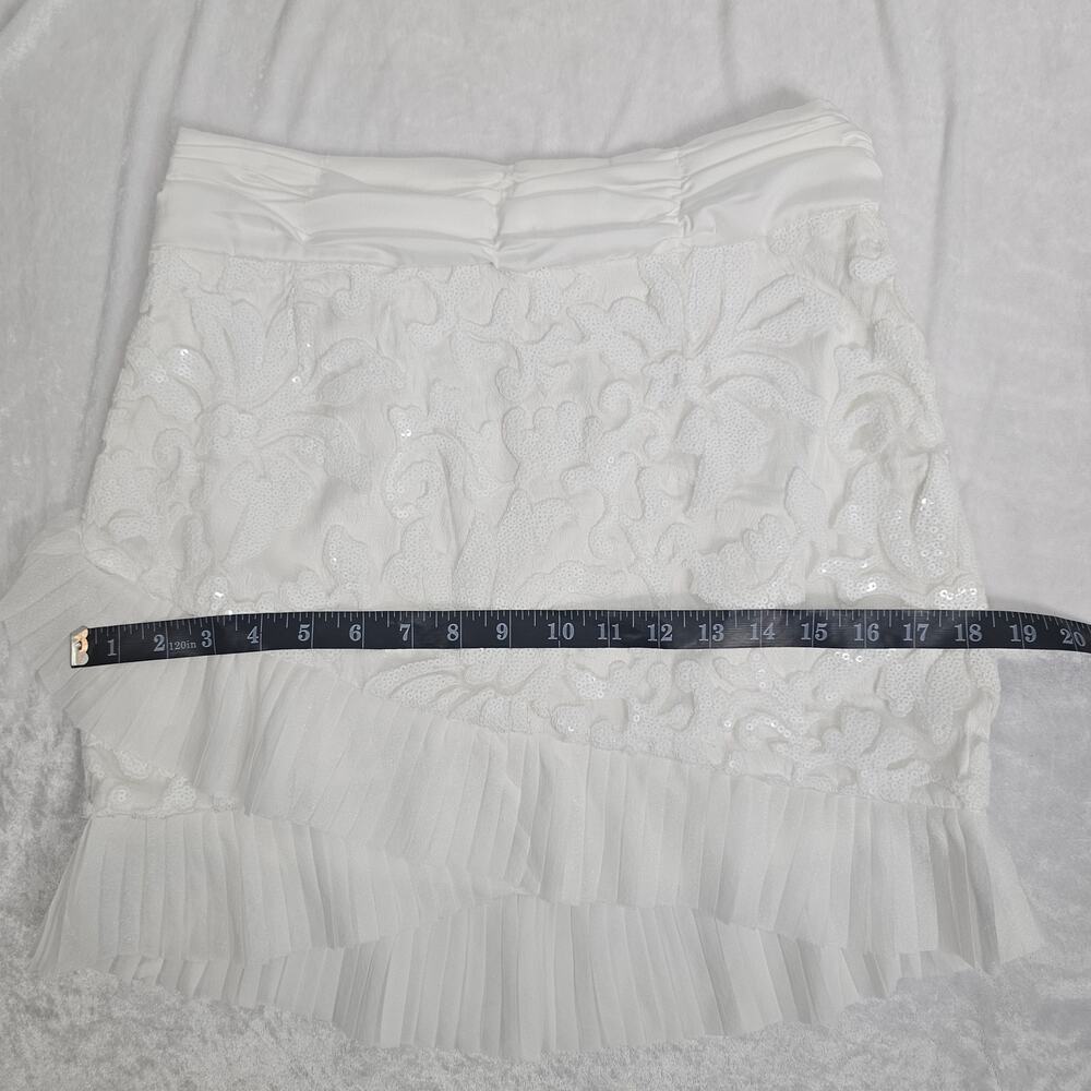 Naked Wardrobe The Statement White Sequin Ruffle Mini Skirt Women's Size M NWOTF - Picture 14 of 15